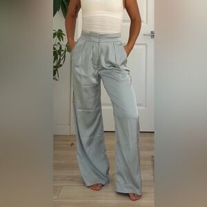 Elegant Women's Gray Satin Pants